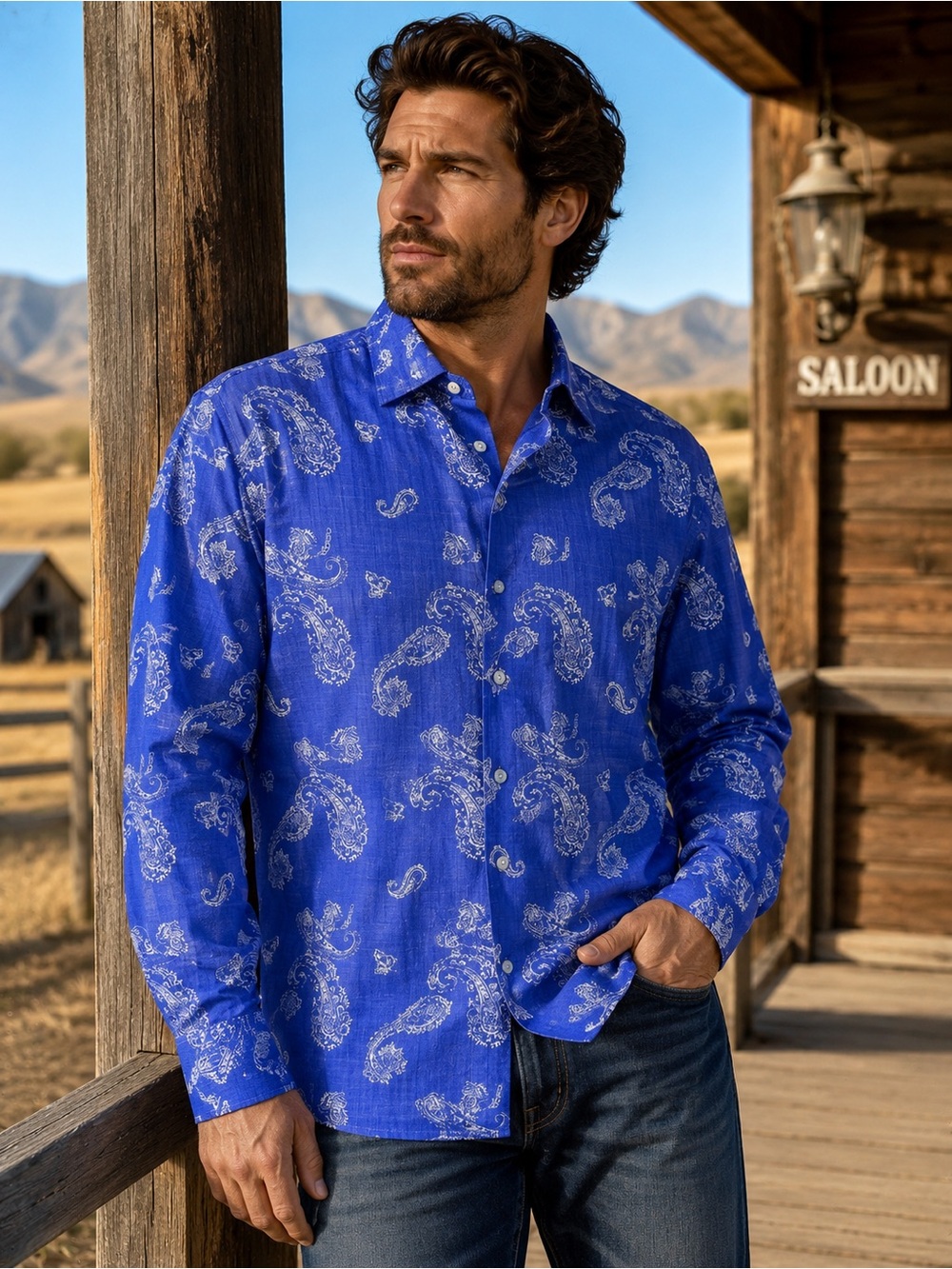 Daniel Cremieux Royal Blue Paisley Button-Down Shirt